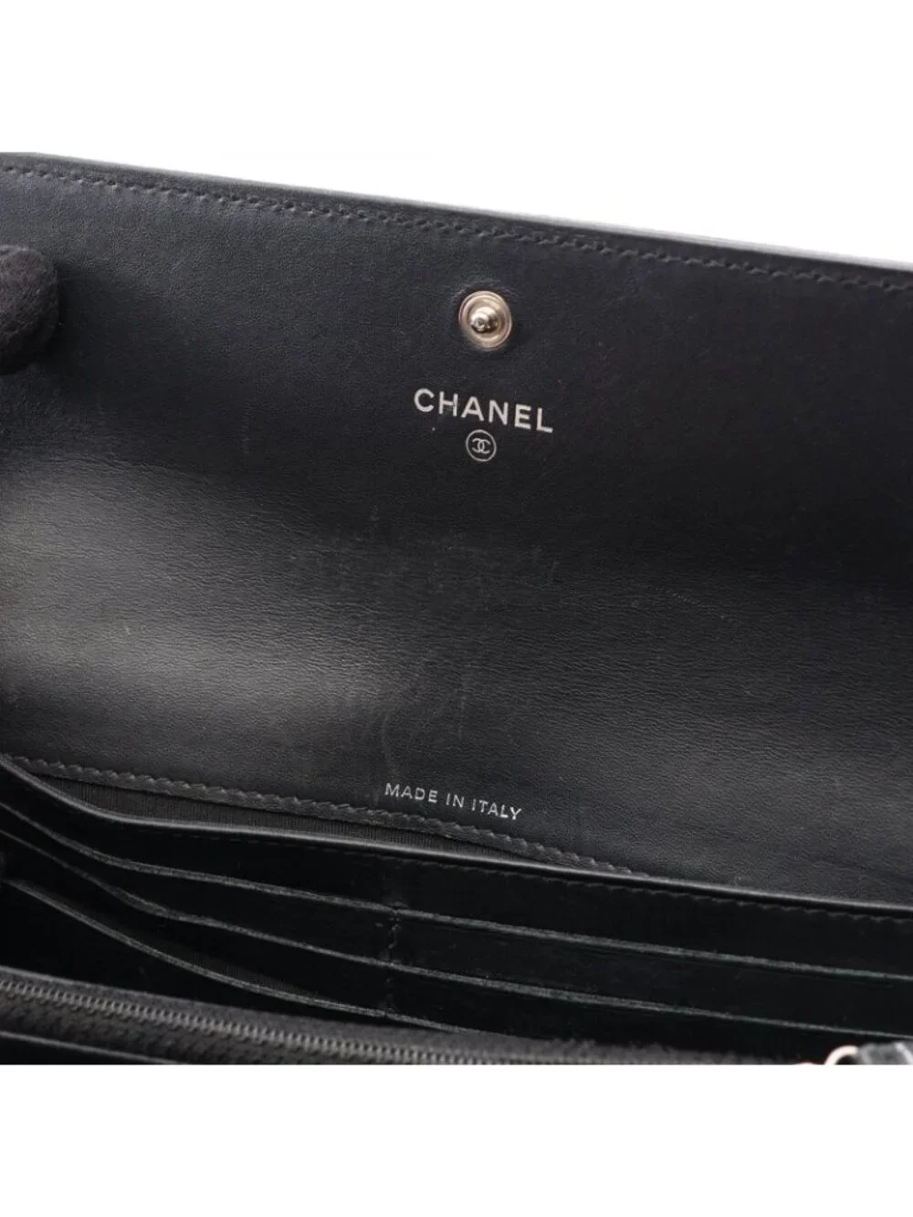 Chanel Bifold Wallet CC Logo Black Caviar Leather Quilted